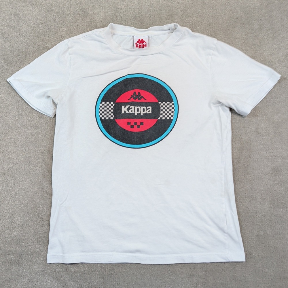 Kappa Modern Y2K Graphic T-Shirt Medium White Streetwear Racing Omini Logo